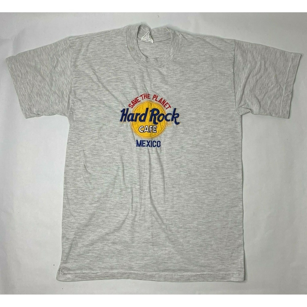 VTG Hard Rock Cafe Mexico Embroidered Short‎ Sleeve Save The Planet Tee Shirt W